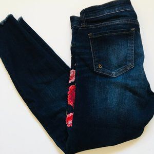 Kut From The Kloth Connie Ankle Skinny Jeans, Women's, Embroidered Sz 8, Blue
